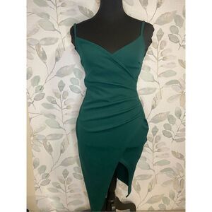 PrettyLittleThing Lauriell Emerald Green Wrap Dress. Size 0.